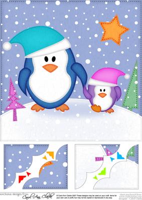 8 x 8 Penguin Felties Scalloped Corner Topper
