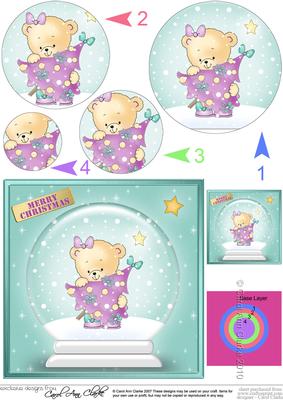 Rosie's Xmas Tree Snowglobe Circle Pyramage Topper