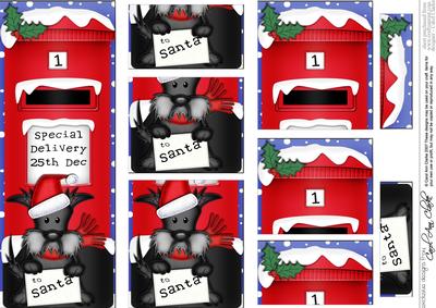 Xmas Hamish Scottie Dog Postbox Dl Side Stacker Topper
