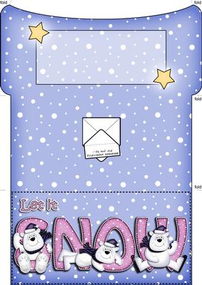 Xmas Let It Snow Polar Bear Money or Gift Wallet and Card