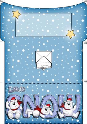 Xmas Let It Snow Polar Bear Money or Gift Wallet and Card