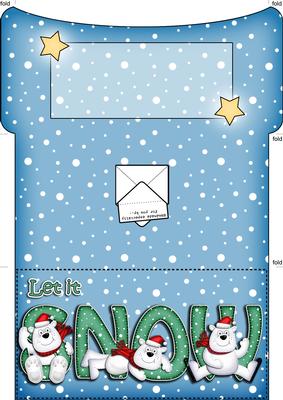 Xmas Let It Snow Polar Bear Money or Gift Wallet and Card