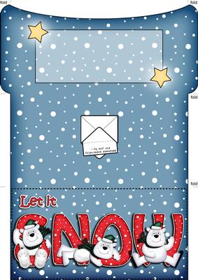 Xmas Let It Snow Polar Bear Money or Gift Wallet and Card
