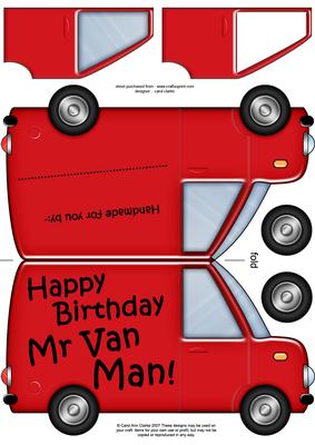 Happy Birthday Mr Van Man Shaped Card