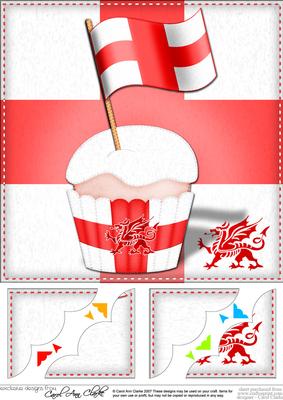 8 x 8 Flying the Flag England Scalloped Corner Topper