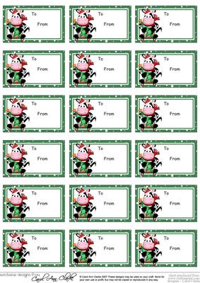 Milly Moo Cow Christmas Gift Tags
