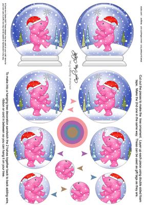 3D Xmas Elephant Snow Globe Shaped Tree Decoration