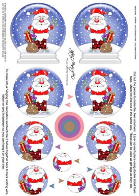 3D Xmas Santa Got Stuck Snow Globe Shaped Tree Decoration