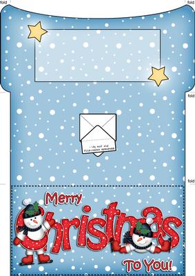 Xmas Christmas Snowman Money or Gift Wallet and Card