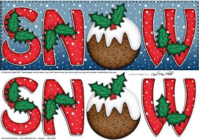 Large Dl Xmas Snow with Puddings Quick Card N 3D Decoupage