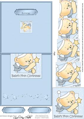 Cute Hunney Bear Robert has a Babys 1st Christmas Star - No-Hole Over the Edge & spiral pyramid