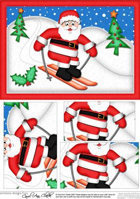 A5 Skiing Santa Pyramage Topper
