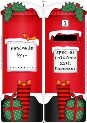 Large Dl Xmas Presents Postbox Shaped Card