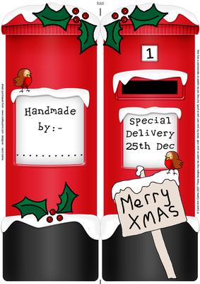 Large Dl Xmas Robins Postbox Shaped Card