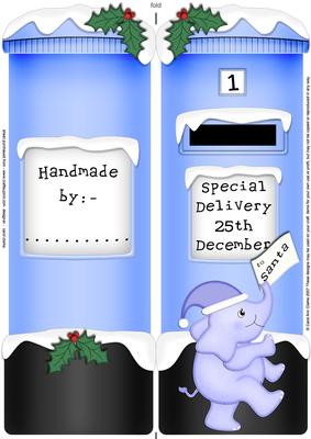 Large Dl Xmas Elephant Postbox Shaped Card