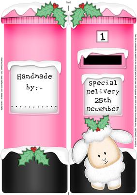 Large Dl Xmas Little Lamb Postbox Shaped Card