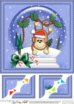 8 x 8 Xmas Chunky Monkey Snowglobe Scalloped Corner