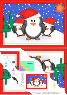 A5 Xmas Penguins Felties Scallop Corner Side Stacker