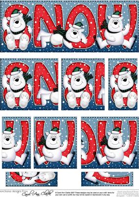 Christmas Snow Ben the Polar Bear Dl Side Stacker Topper