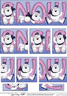 Christmas Snow Ben the Polar Bear Dl Side Stacker Topper