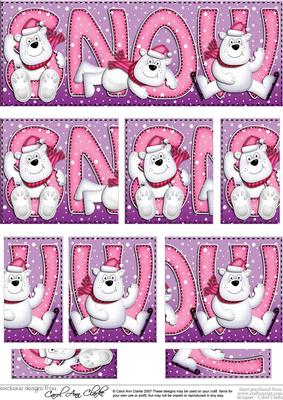 Christmas Snow Ben the Polar Bear Dl Side Stacker Topper