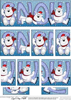 Christmas Snow Ben the Polar Bear Dl Side Stacker Topper