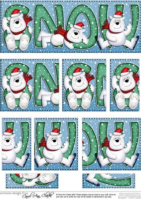 Christmas Snow Ben the Polar Bear Dl Side Stacker Topper