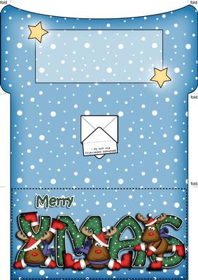 Xmas Xmas Rudolph Money or Gift Wallet and Card