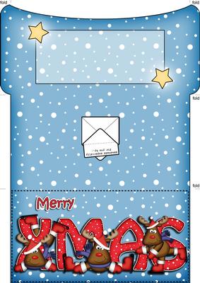 Xmas Xmas Rudolph Money or Gift Wallet and Card