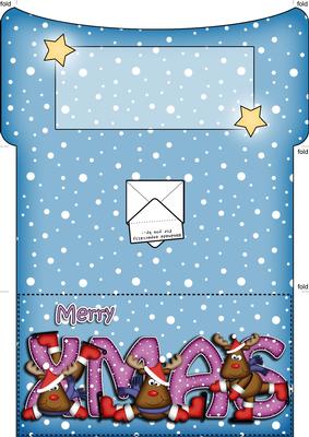 Xmas Xmas Rudolph Money or Gift Wallet and Card