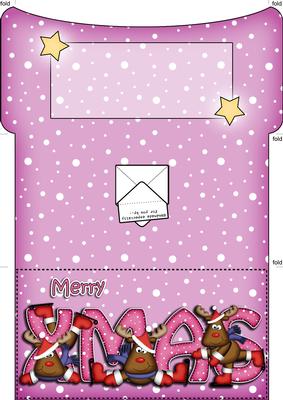 Xmas Xmas Rudolph Money or Gift Wallet and Card