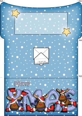 Xmas Xmas Rudolph Money or Gift Wallet and Card