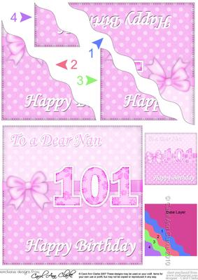 101st Birthday Nan Felties Wavy Corner Side Stacker Topper