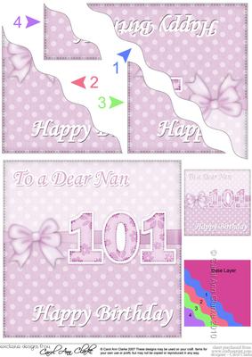 101st Birthday Nan Felties Wavy Corner Side Stacker Topper
