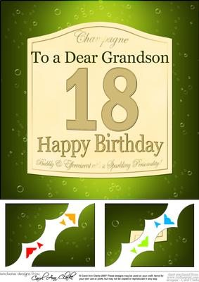 8x8 18th Birthday Grandson Champagne Label Scalloped Corner