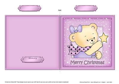 Cute Hunney Bear Rosie has a Christmas Star - Quick Cut and Fold Card