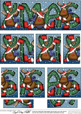 Christmas Xmas with Rudolph Dl Side Stacker Topper