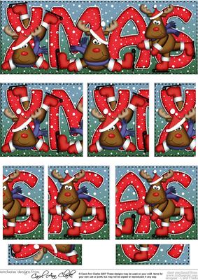 Christmas Xmas with Rudolph Dl Side Stacker Topper