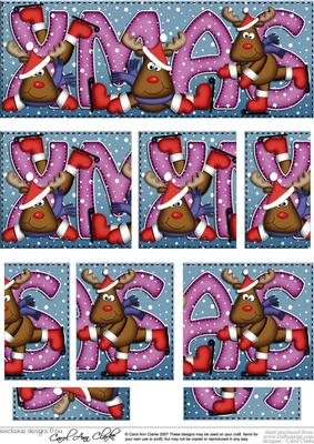 Christmas Xmas with Rudolph Dl Side Stacker Topper
