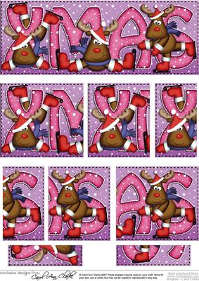 Christmas Xmas with Rudolph Dl Side Stacker Topper