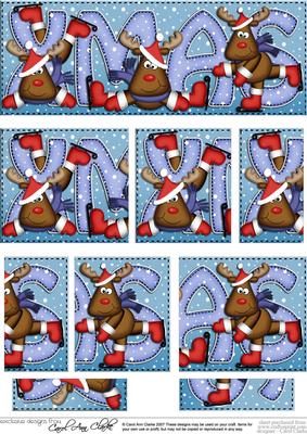 Christmas Xmas with Rudolph Dl Side Stacker Topper