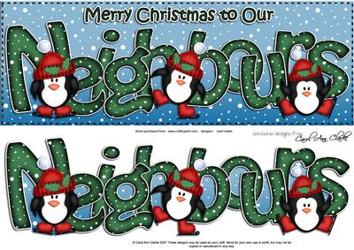 Large Dl Xmas Neighbours with Penguins Quick Card Decoupage