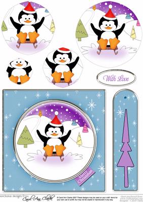 Xmas Penguin Quick Card with Pyramage
