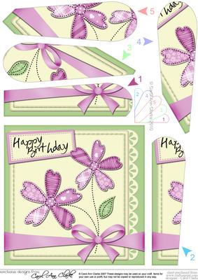 Birthday Flowers N Lace Fan Pyramage Topper