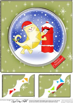 8 x 8 Cute Xmas Cat Scalloped Corner Topper