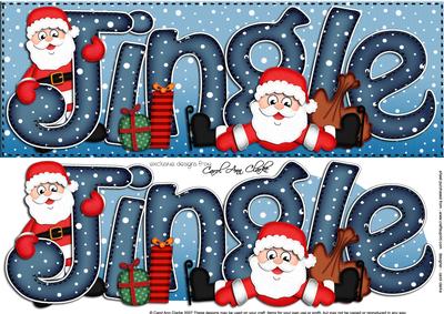 Large Dl Xmas Jingle with Santa Quick Card with 3D Decoupage