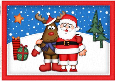 A4 Xmas Santa Rudolph Felties Card Topper