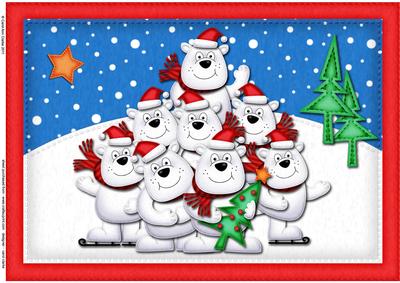 A4 Xmas Polar Bears Felties Card Topper