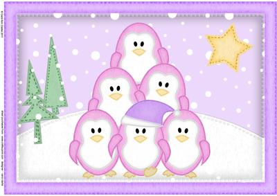 A4 Xmas Penguins Felties Card Topper