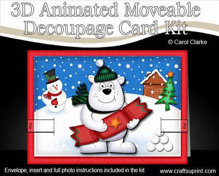 3D Ben's Xmas Cracker Animated Moveable Decoupage Card Kit